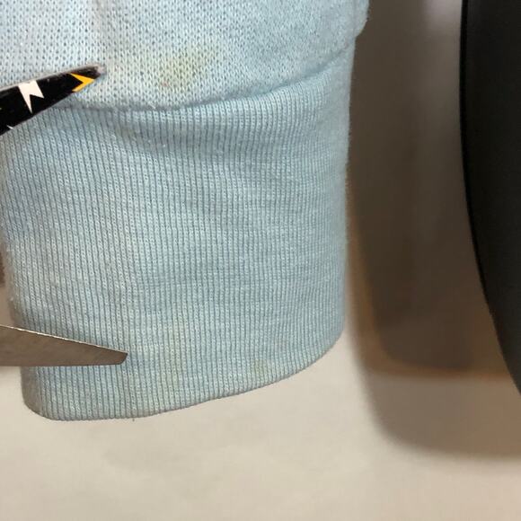 Cropped Sweatshirt Teddy Bear Applique Embroidery Light Blue Retro Vintage - Picture 8 of 10